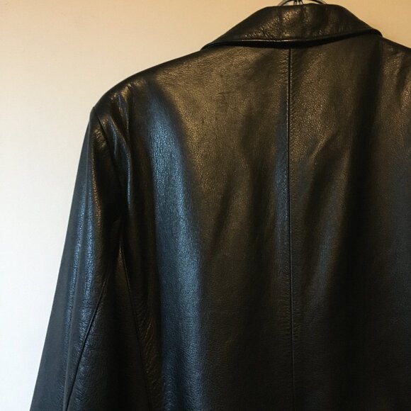 Vintage Canadian Black Genuine Leather Double Breasted Jacket - Picture 8 of 16